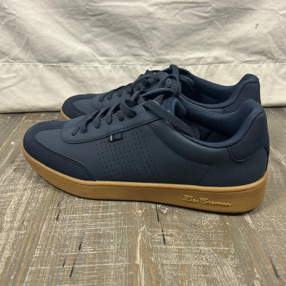 Ben Sherman Watts Navy Mens Low Top Sneakers Gum Sole Memory Foam 2007374 Sz 10